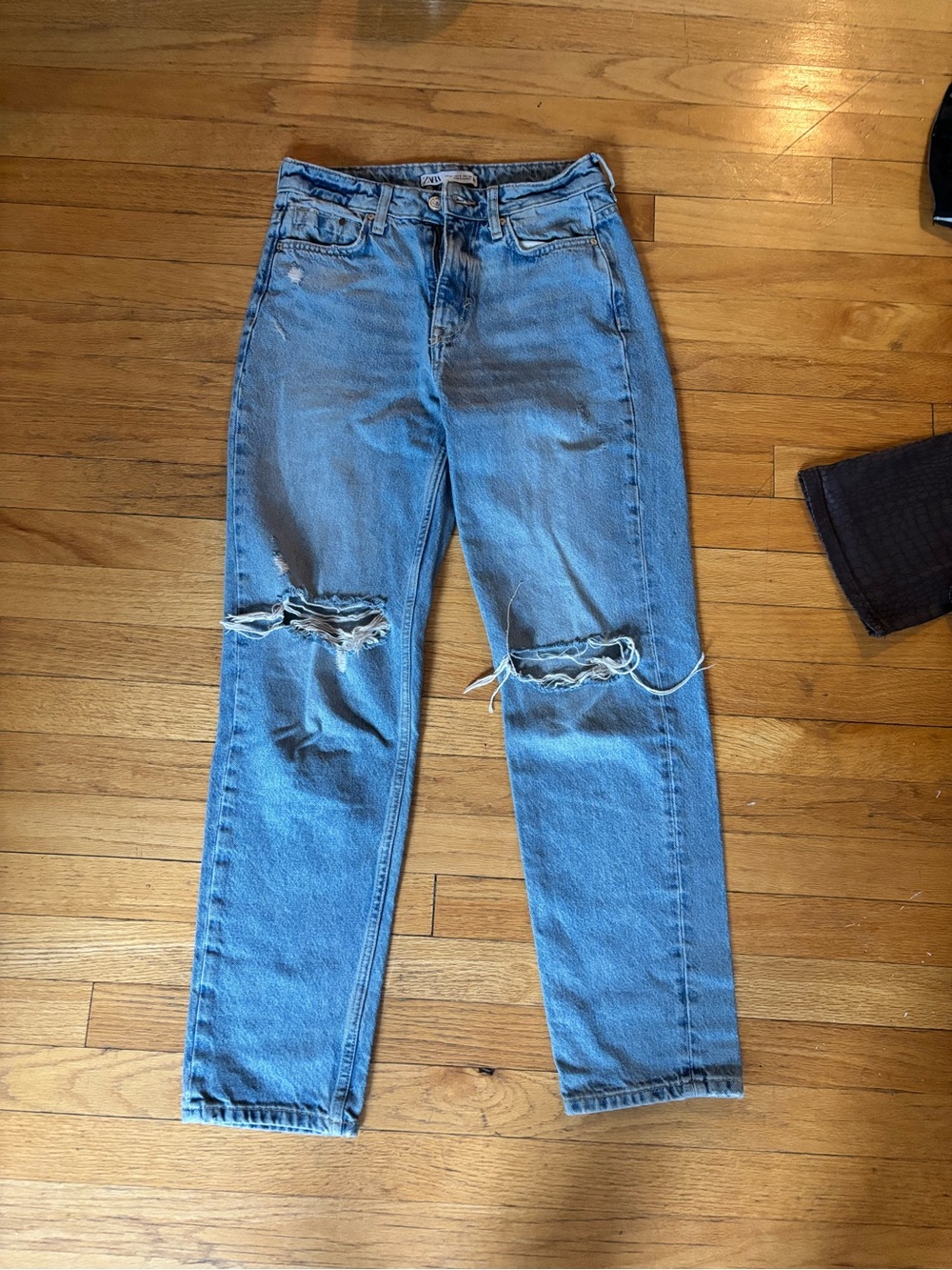 Zara Light Blue Distressed Relaxed Jeans